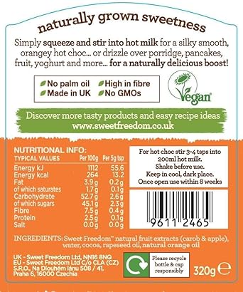 Sweet Freedom Shot Orange Hot Chocolate Spice Liquid, 320 G