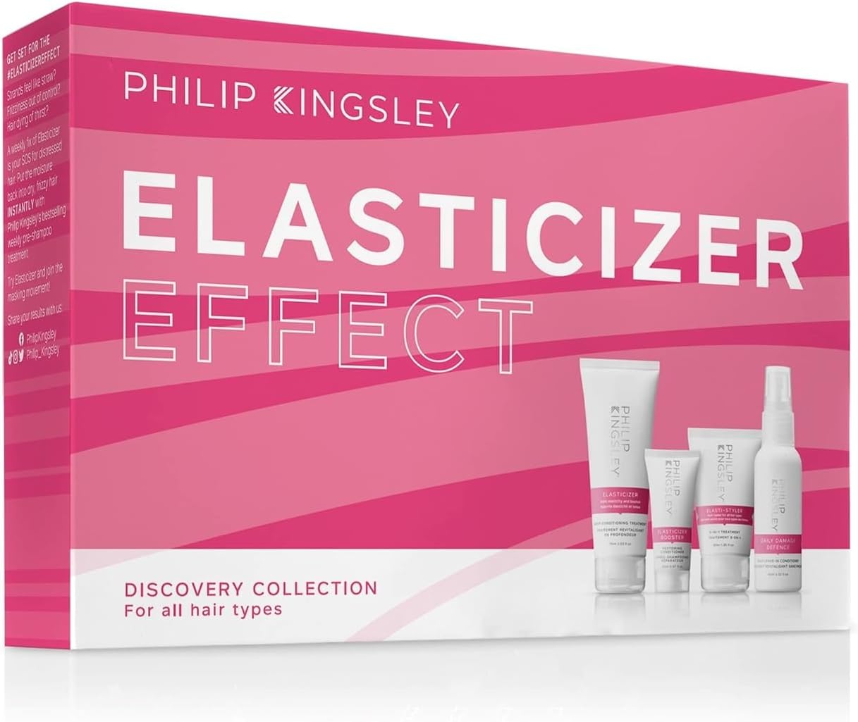 Philip Kingsley | Elasticizer Booster Kit | Deep Conditioning Treatment | Includes Repair Hair Mask, Elasticizer Booster, Leave-In Conditioner Spray And Styling Cream For Dry And Damaged Hair | 4 Set