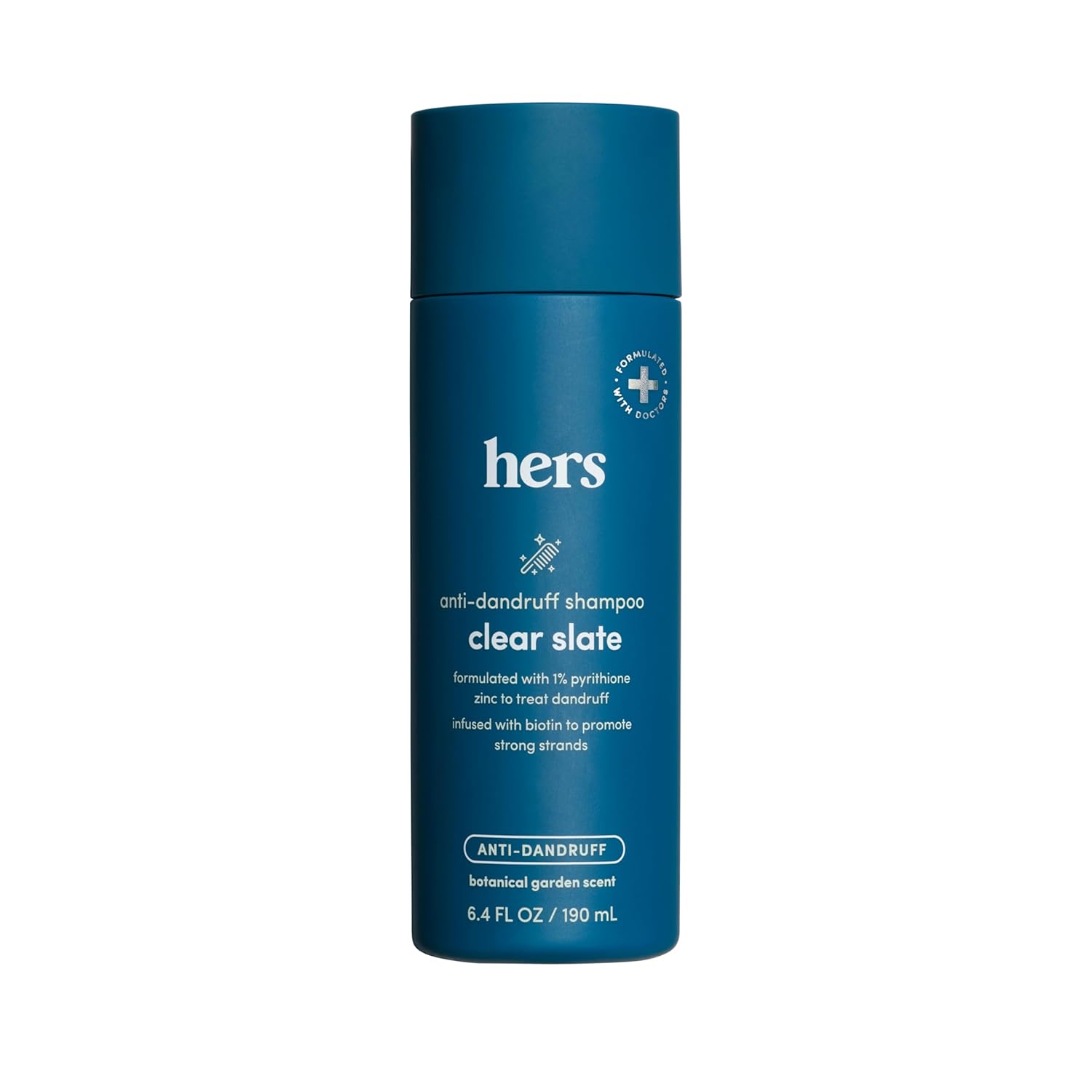 Hers Clear Slate Anti Dandruff Shampoo, 1 Pack - Dermatologist Formulated Dry Scalp & Dandruff Shampoo With Biotin - Shampoo With 1% Zinc Pyrithione - Botanical Garden Scent - 1 X 6.4 Fl Oz