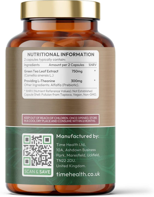 New: L-Theanine - Natural Green Tea Extract (Decaf) - 120 Capsules - 300Mg L-Theanine Per Serving - Sleep & Relaxation Support - Mental Clarity - Non-Synthetic Theanine - Uk Made - Zero Additives