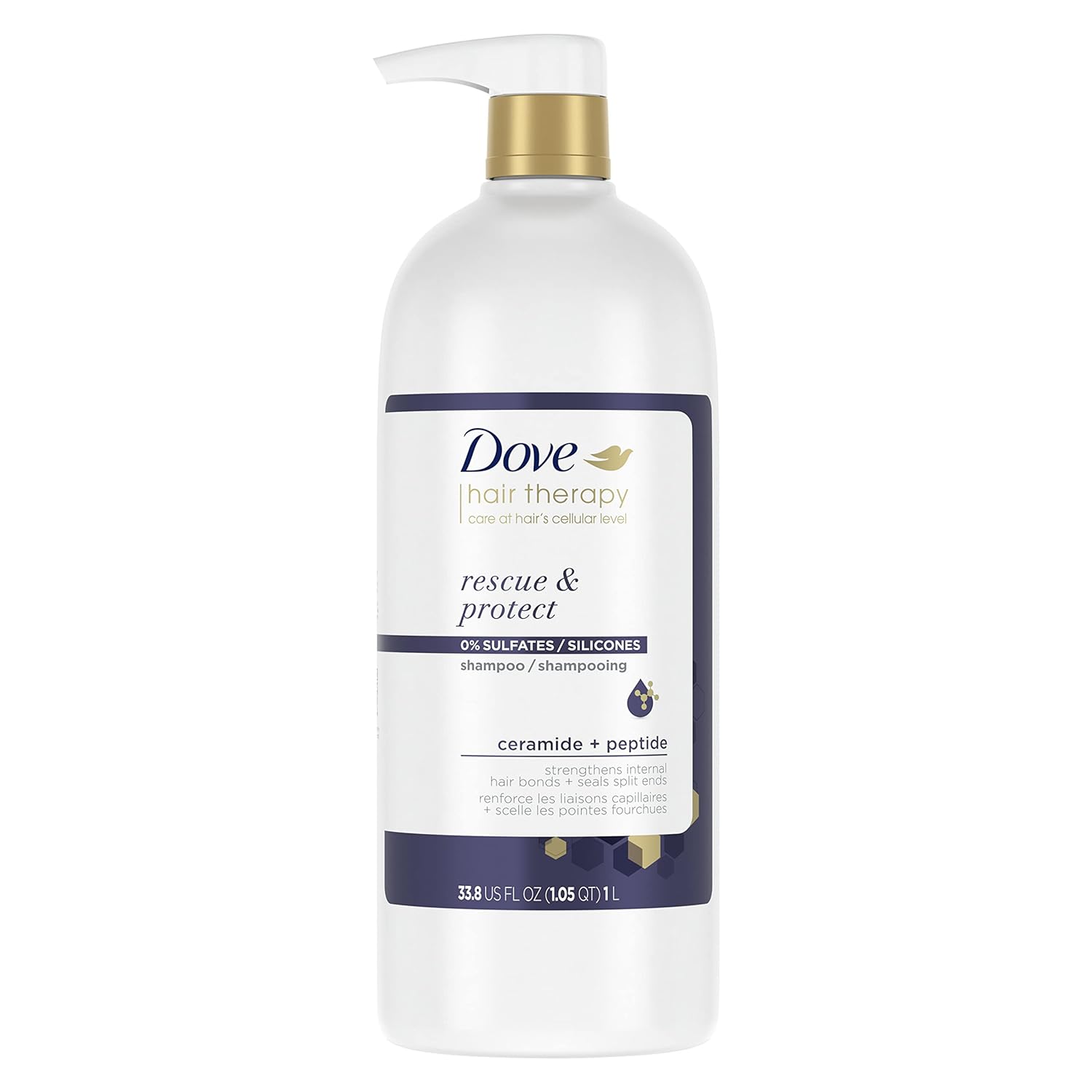 Dove Hair Therapy Shampoo Hair Care For Split Ends And Damaged Hair Rescue And Protect Sulfate Free Shampoo 13.5 Oz