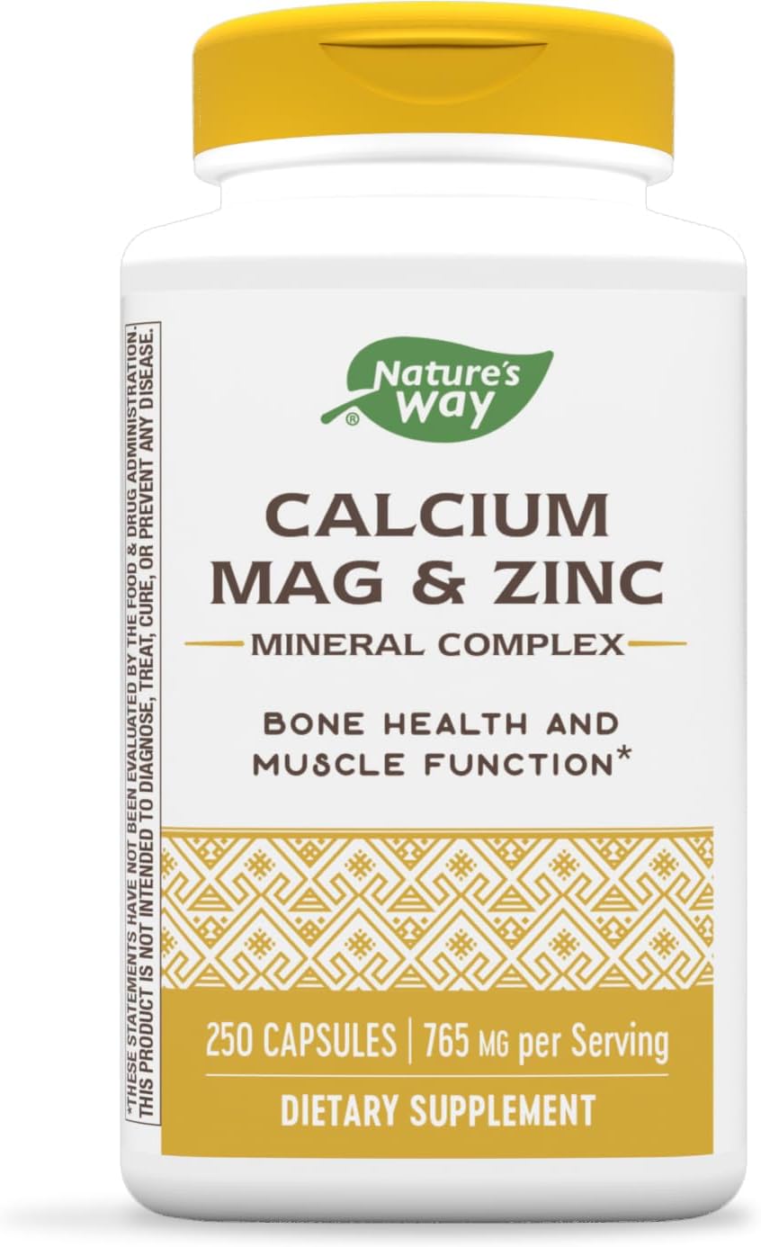 Nature?s Way Calcium-Magnesium-Zinc - Bone Health & Muscle Function* - With Calcium Carbonate, Citrate & Malate - Gluten & Dairy Free - 250 Capsules