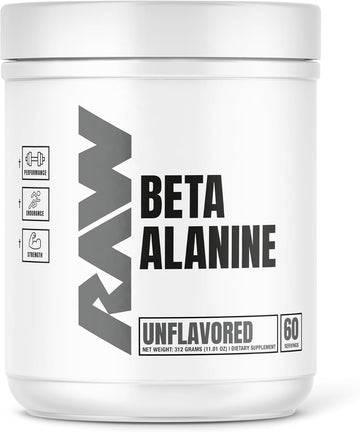 Raw Beta Alanine Powder, Unflavored (60 Servings) - Pre-Workout Powder For Men & Women - Beta Alanine Supplement For Workout Endurance - Preworkout Beta Alanine Powder For Reduced Muscular Fatigue