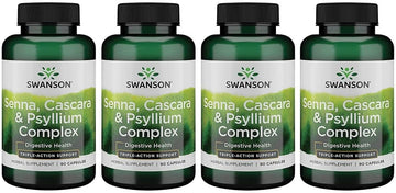 Swanson Senna Psyllium Cascara Complex Gi Tract Regularity Support 90 Capsules (4 Pack)