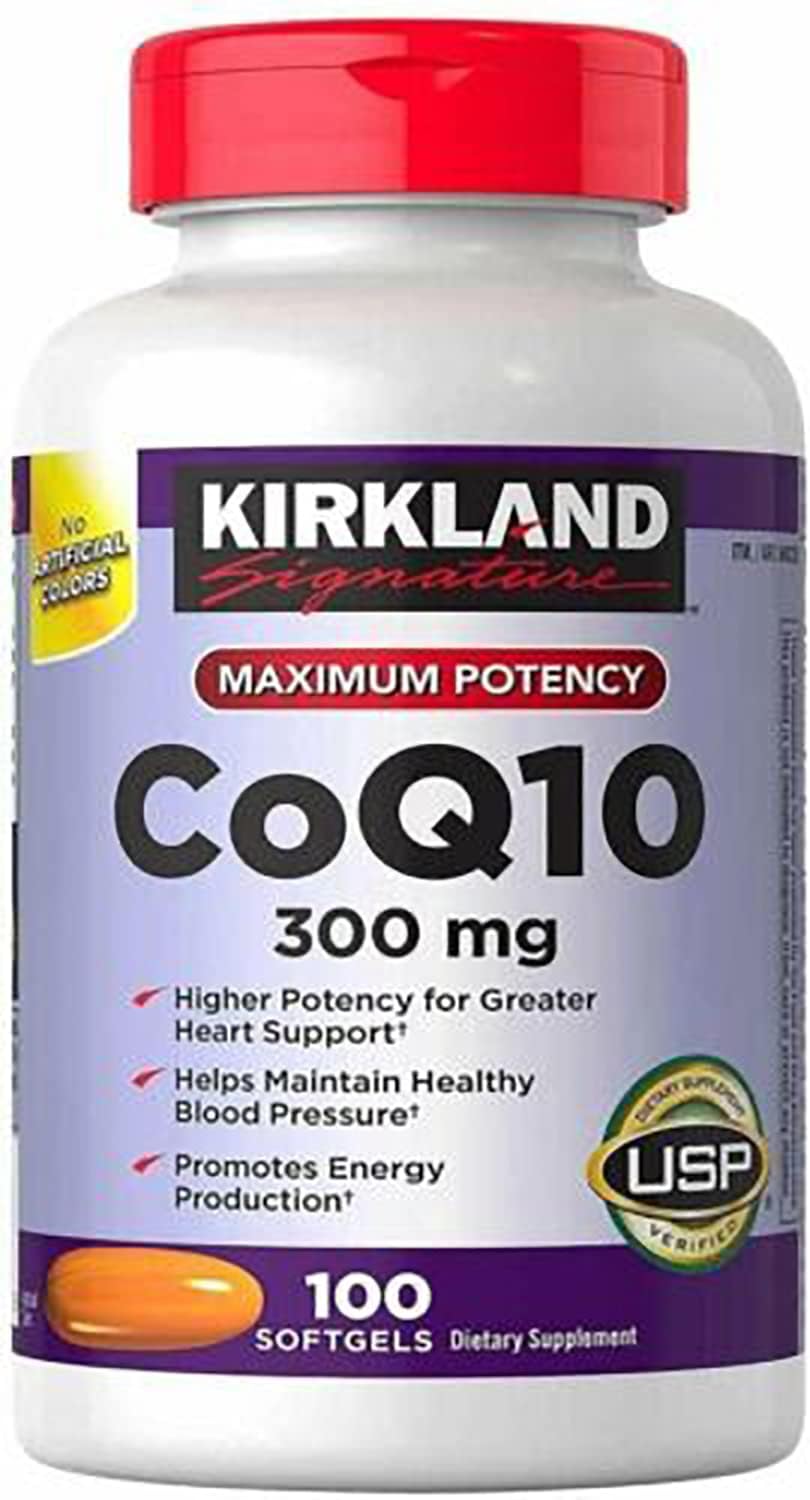 Kirkland-Signature Coq10 300Mg,100 Softgels-Helps Maintain Healthy Blood Pressure And Promotes Energy Production,100 Count (Pack Of 1)