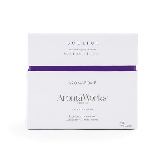 Aromaworks Soulful Aromabomb - Lift Your Mind And Invigorate Your Senses - Features An Exotic, Woody Aroma - Key Ingredients Of Juniper Berries, Patchouli And Frankincense - 8.81 Oz Bath Bomb
