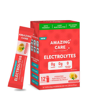 Amazing Care Sugar Free Electrolytes Powder Packets For Optimal Hydration - Passion Fruit Flavor 12 Sticks