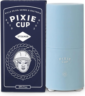 Pixie Menstrual Cup & Disc Steamer Sterilizer 2.0 - Kills 99.9% Of Germs With Cleaner Steam - Wash Your Period Cup In 3 Minutes! - The Most Asked For Sensor On-Off Button & Must Have Cylinder Shape