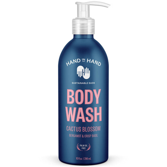 Hand In Hand Body Wash, Gentle Cleanser For All Skin Types, 10 Fl Oz, Bergamot & Crisp Basil, Cactus Blossom Scent, 3 Pack