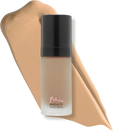 Mii Cosmetics Absolute Face Base, Full Coverage Foundation, Radiant Matte Finish, Feather Light Hydrating Formula, Vegan And Cruelty Free, Utterly Honey 03