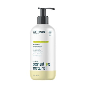 ATTITUDE Moisturizing Hand Soap for Sensitive Skin Enriched with Oat and Argan Oil, EWG Verified, Plant and Mineral-Based Ingredients, Vegan & Cruelty-free, 16 Fl Oz