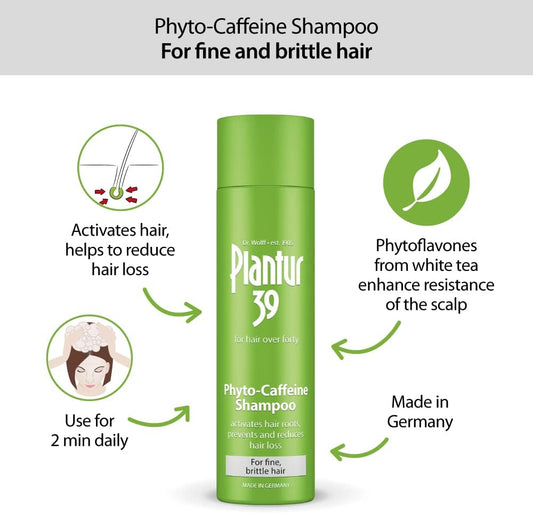 Plantur 39 Caffeine Shampoo Prevents And Reduces Hair Loss 3X 250Ml | For Fine Brittle Hair | Unique Galenic Formula Supports Hair Growth | Women Hair Care Made In Germany