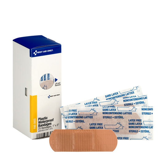 First Aid Only Fae-3003 Smartcompliance Refill 1 X 3 Waterproof Plastic Bandages, 25 Count