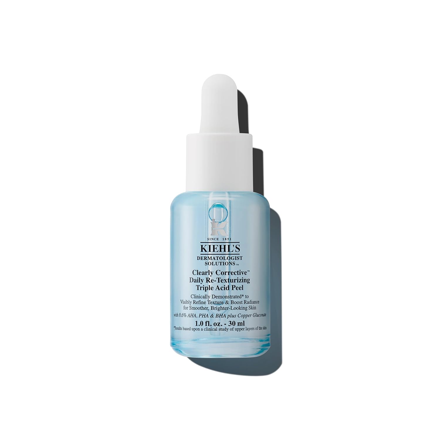 Kiehl'S Clearly Corrective Daily Re-Texturizing Triple Acid Peel Serum, Gentle Exfoliating Facial Peel, Smoothes Texture, Primes Skin, With Salicylic Acid, Glycolic Acid, Lactic Acid - 1 Fl Oz