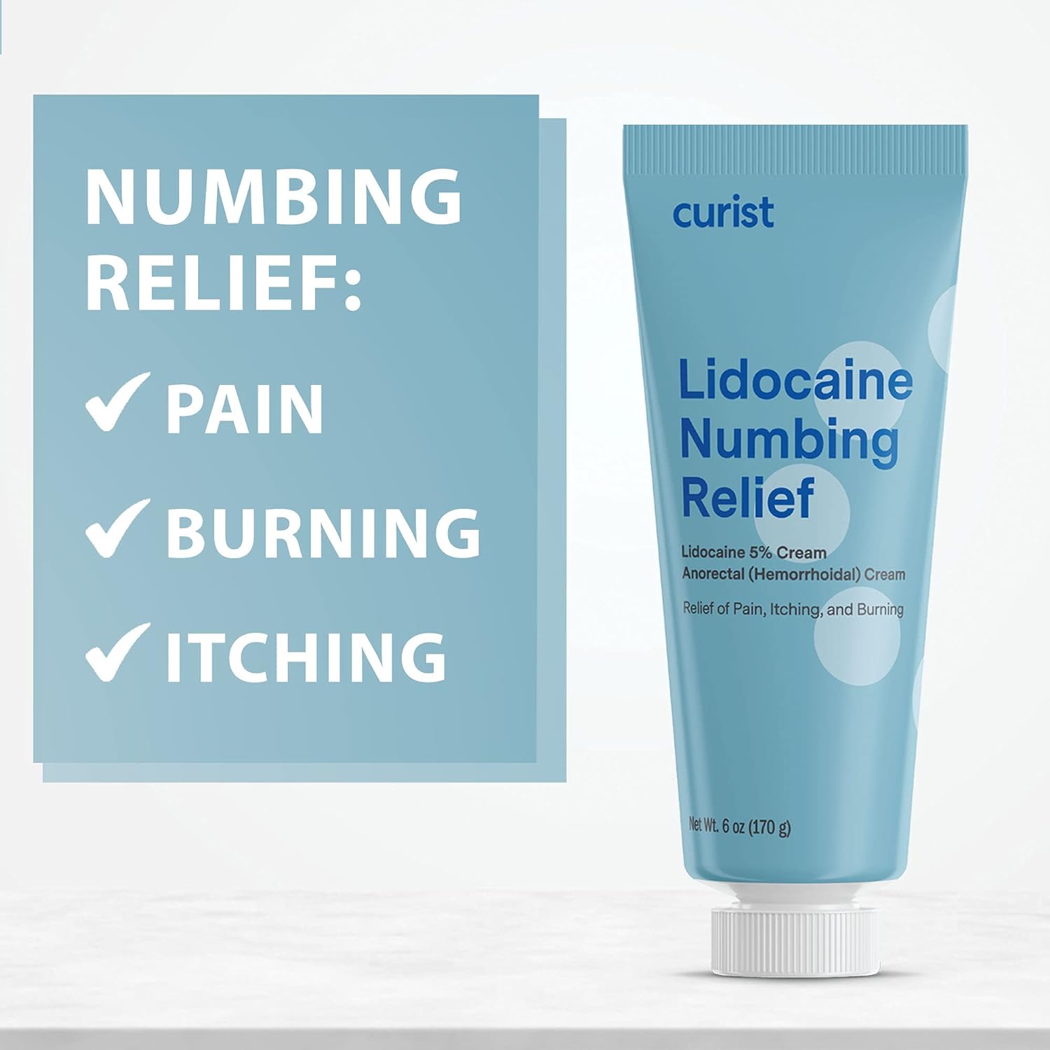 Curist 5% Lidocaine Cream Maximum Strength Topical Pain Relief - 6 oz (170 g) XL Tube 5 Percent Lidocaine Numbing Cream - Strong Lidocaine 5% Cream to Numb Effectively : Health & Household