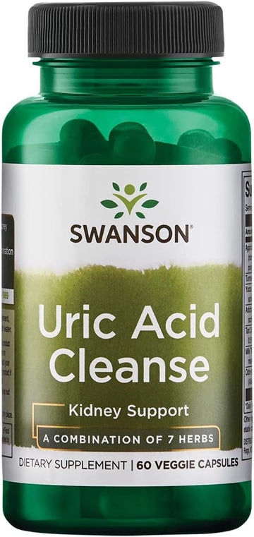 Swanson Uric Acid Cleanse - Natural Supplement Promoting Kidney Support - Features A Powerful Combination Of 7 Herbs - (60 Veggie Capsules)