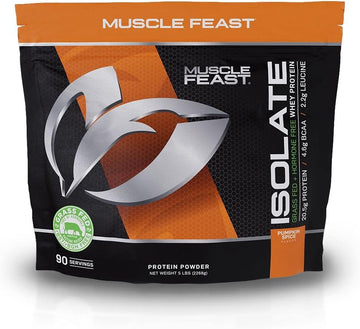 Muscle Feast Grass-Fed Whey Protein Isolate, All Natural Hormone Free Pasture Raised, Pumpkin Spice, 5Lb (90 Servings)