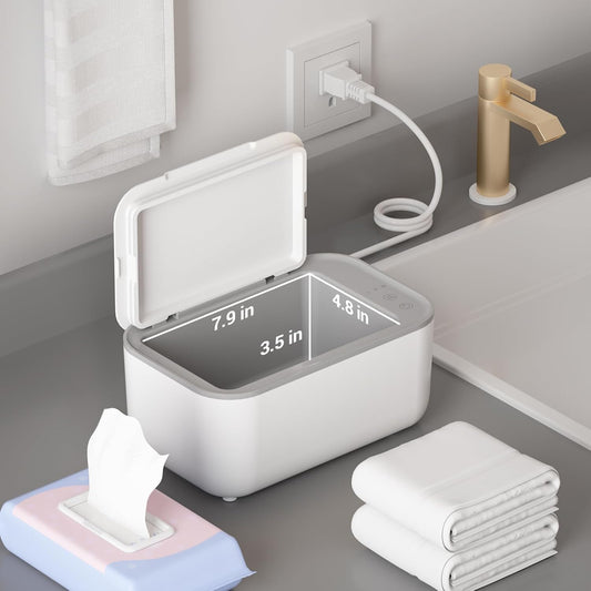 Baby Wipe Warmer, Wipe Warmer And Baby Wet Wipes Dispenser, Smart Precise Temperature Control Large Capacity Evenly Overall Heating Silence, Wipes Warmer For Babies Portable Wipe Warmer (White)
