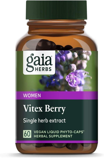 Gaia Herbs Vitex Berry, Chasteberry, Hormone Balance for Women, Vegan Liquid Capsules, 60 Count