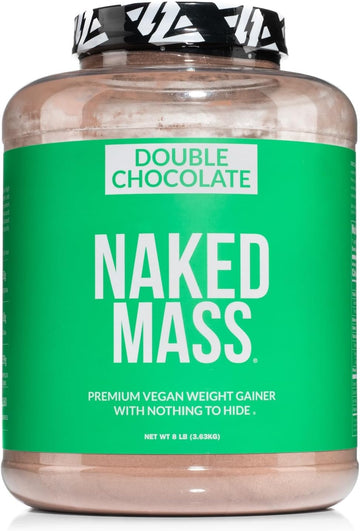 Naked Double Chocolate Vegan Mass - 1,260 Calories, 50G Protein, Nothing Artificial, All Natural Chocolate Weight Gainer Protein Powder - 8Lb Bulk, Gmo Free, Gluten Free & Soy Free