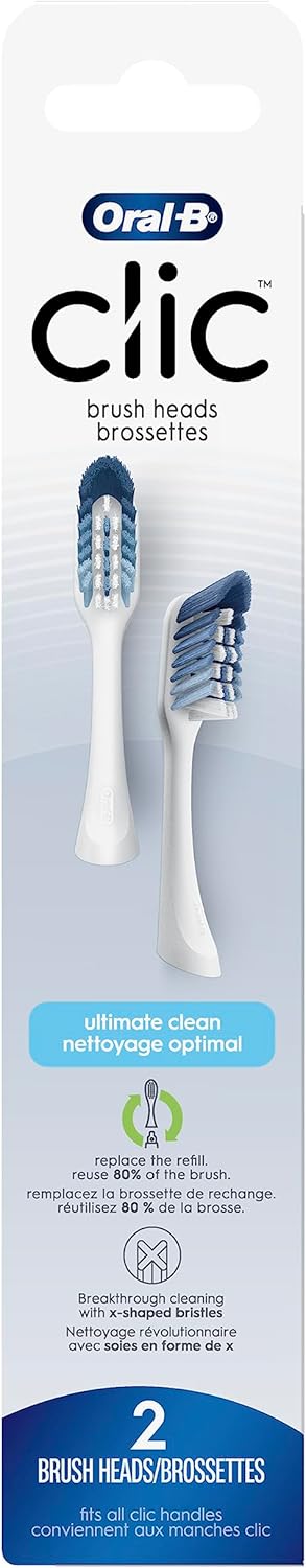 Oral-B Clic Toothbrush Ultimate Clean Replacement Brush Heads, White, 2 Count