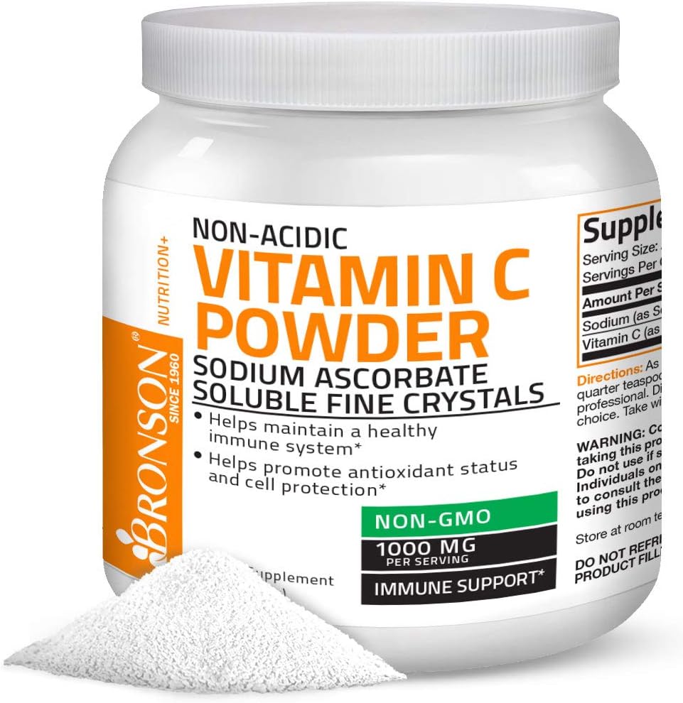 Non Acidic Vitamin C Powder Sodium Ascorbate Non GMO Soluble Fine Crystals - Healthy Immune System, Antioxidant and Cell Protection, 1 Kilogram (2.2 lbs, 35.3 Ounces)