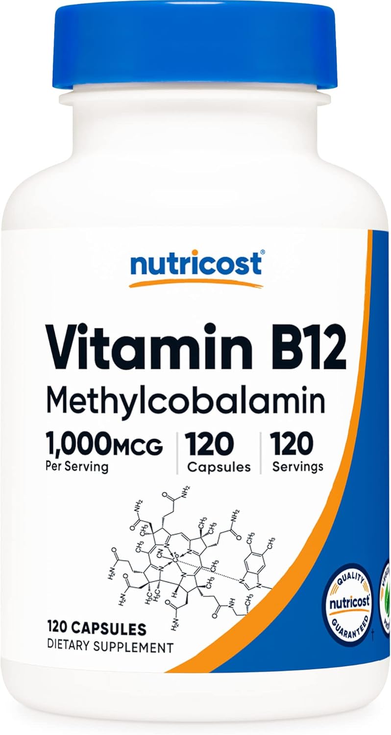 Nutricost Vitamin B12 (Methylcobalamin) 1000mcg, 120 Capsules - Vegetarian, Non-GMO & Gluten Free B12 Supplement