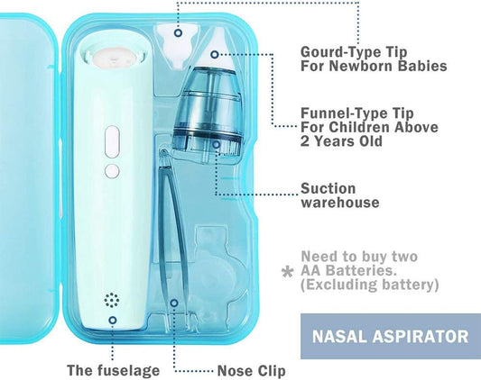 Nasal Aspirator, Electric Portable Baby Mucus Removal Safe Fast Hygienic Nose Cleaning Machine(Light Blue)