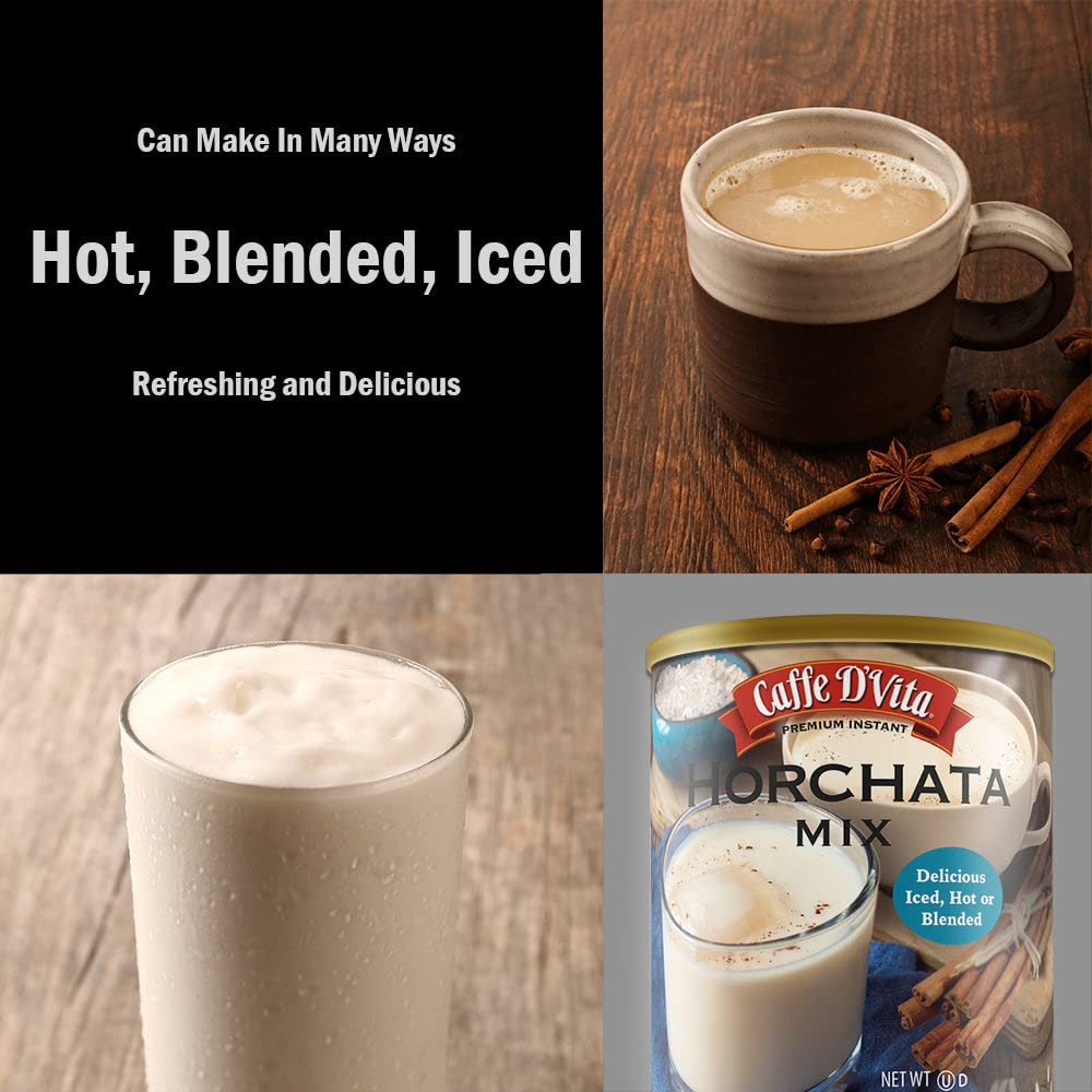 Caffe D'Vita Horchata Mix - Sweet Fusion Of Milk, Cinnamon, & Rice, Premium Instant, Enjoy Hot & Cold, No Cholesterol, Gluten Free, No Hydrogenated Oils, Powder Mix - 1Lb (Pack Of 6)…