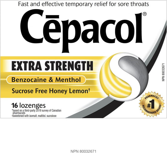 Cepacol Maximum Strength Throat Drop Lozenges, Honey Lemon, 16 Count