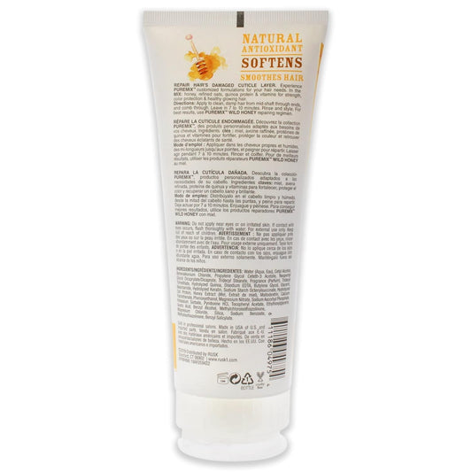 Rusk Puremix Wild Honey Repairing Mask For Dry Hair, Honey & Natural Antioxidants To Smooth, Deeply Moisturize And Repair Damaged Hair Cuticle, 6 Oz