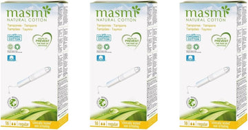 Organic Masmi Regular Applicator Tampons Cotton, Plastic Free, 100% Biodegradable, Perfume Chlorine And Dioxin Free (Triple Pack)