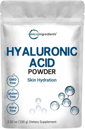 Hyaluronic Acid Serum Powder, 100 Grams | High Molecular Weight, Cosmetics Grade | Skin Hydration And Moisture Support Supplements | Vegan, Water Soluble (Within 2 Hours)