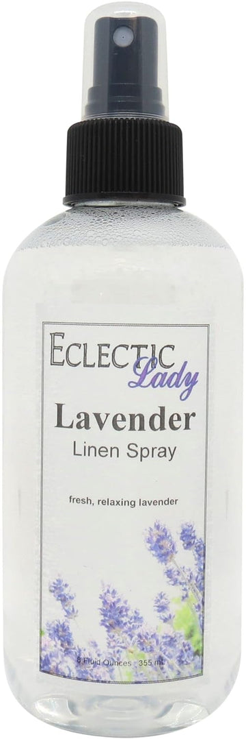 Lavender Linen Spray (Double Strength), 8 ounces - Eclectic Lady Sheet and Linen Spray - No Artificial Colors, Parabens, or Preservatives - Long-Lasting Scent for Bed, Fabric & Pillow