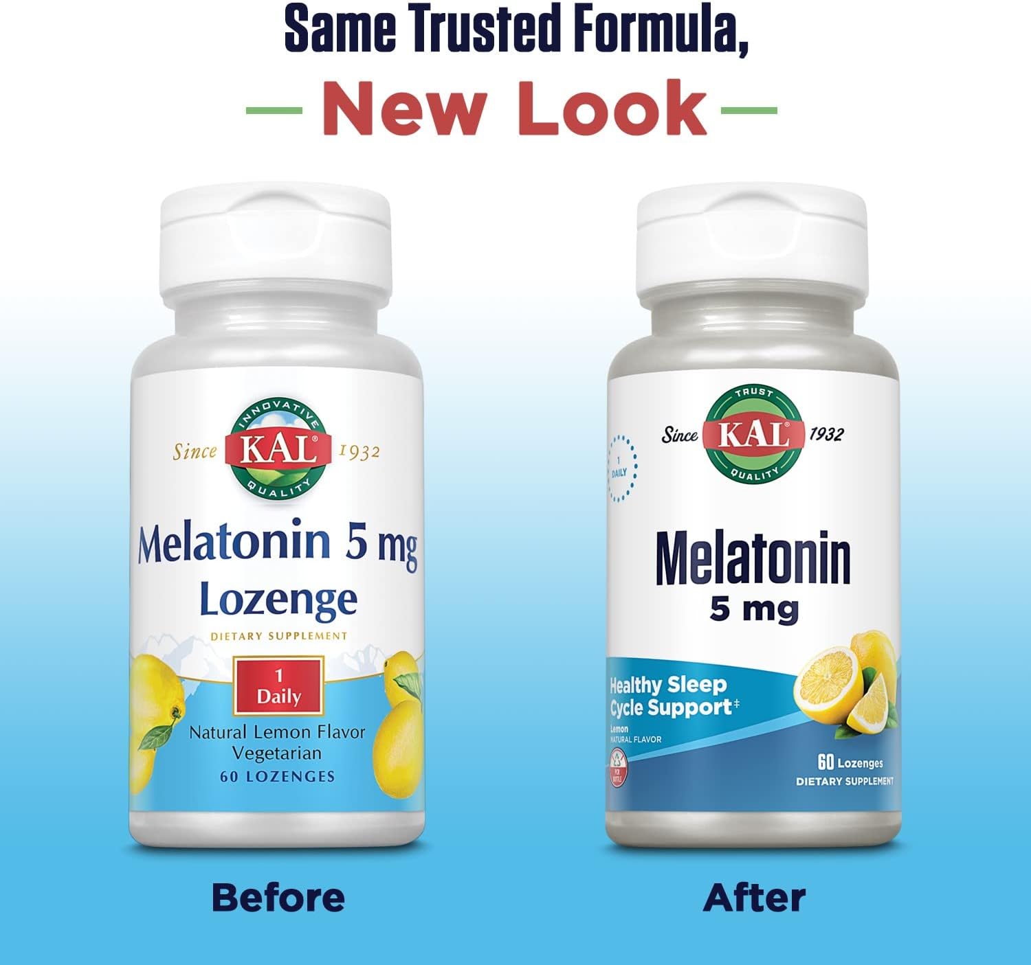 KAL Melatonin 5 mg, Lemon - 60 Lenges - with Vitamin B-6 - Vegetarian - 60 Servings | Pack of 2