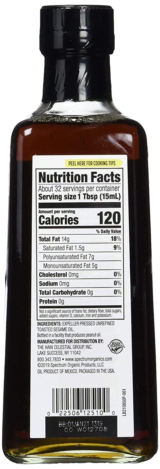 Spectrum Culinary, Toasted Sesame Oil, Unrefined, 16 Oz (Pack of 12)