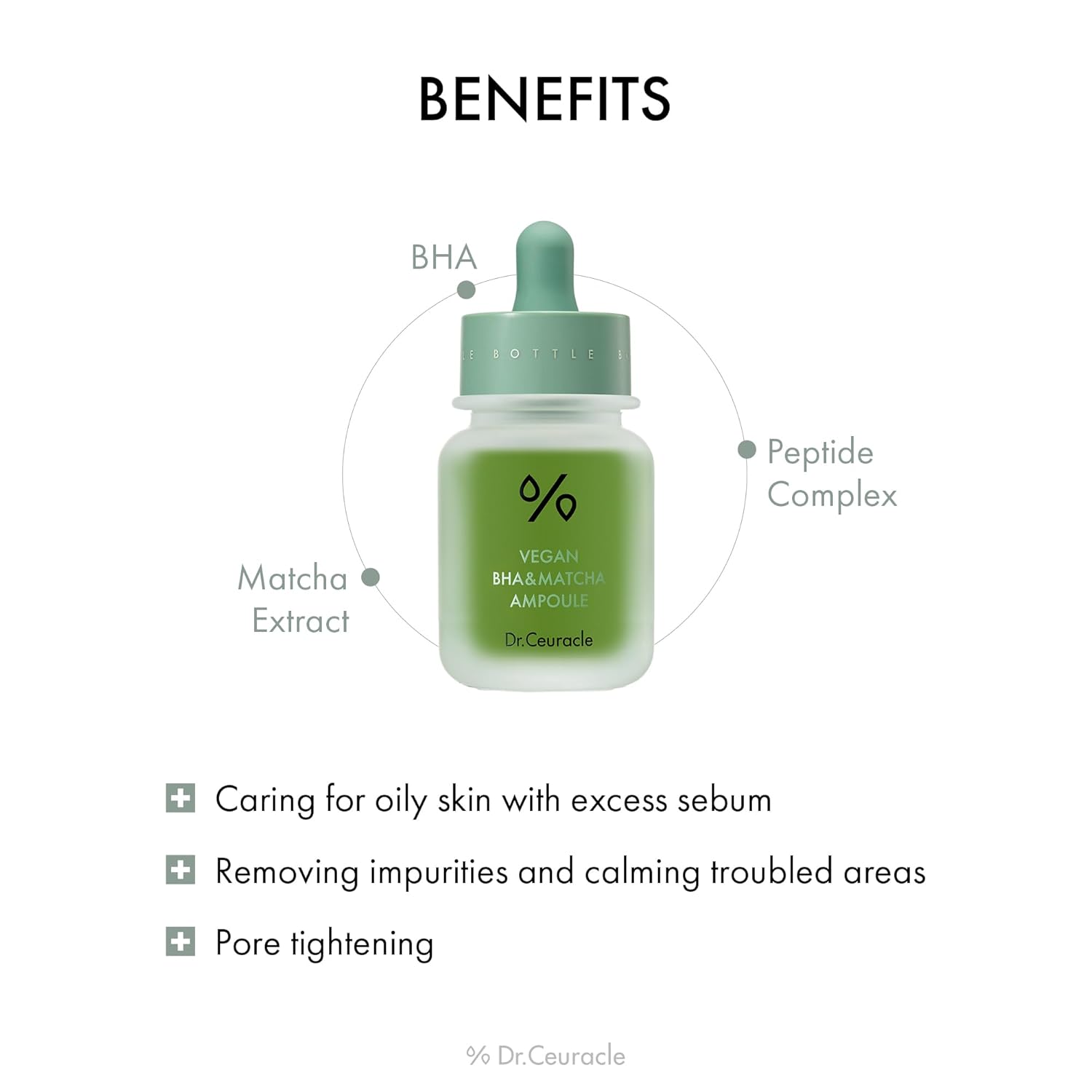 Dr.Ceuracle Vegan Bha & Matcha Ampoule - Gentle Exfoliating Facial Serum, Salicylic Acid For Pores And Sebum Treatment (30Ml / 1.01 Fl. Oz.) : Beauty & Personal Care