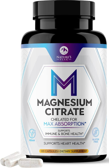 Magnesium Citrate Extra Strength 1000 Mg - High Absorption Magnesium Supplement For Muscle, Bone, Nerve & Heart Health Support, Magnesio Vitamin Pills, Non-Gmo, Nature'S Premium Formula - 120 Capsules