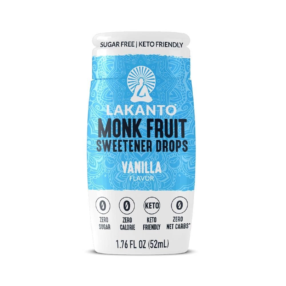 Lakanto Liquid Monk Fruit Extract Drops - Zero Calorie, Zero Sugar, Keto Drink Sweetener, Sugar Substitute, On the Go, Tea, Coffee, Water, Smoothies, Other Drinks (Vanilla - 1.76 fl oz - Pack of 1)