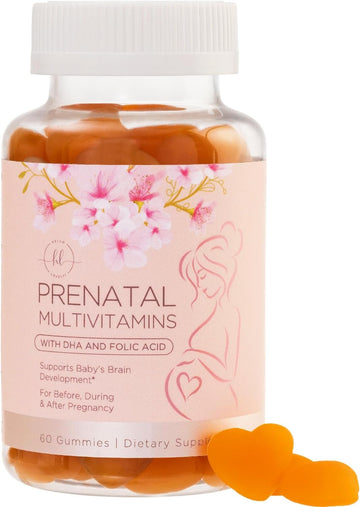 Prenatals for Women with Folate + DHA for Pregnancy & Fetal Support, Womens Prenatal Multivitamin Gummy with Folic Acid, Choline, Vitamin B6, B12, C & D3, Non-GMO Prenatal Vitamins
