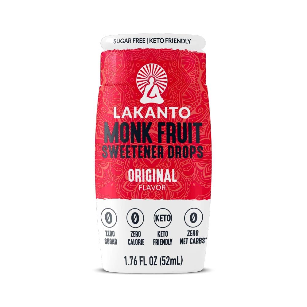 Lakanto Liquid Monk Fruit Extract Drops - Zero Calorie, Zero Sugar, Keto Drink Sweetener, Sugar Substitute, On the Go, Tea, Coffee, Water, Smoothies, Other Drinks (Original - 1.76 fl oz - Pack of 1)