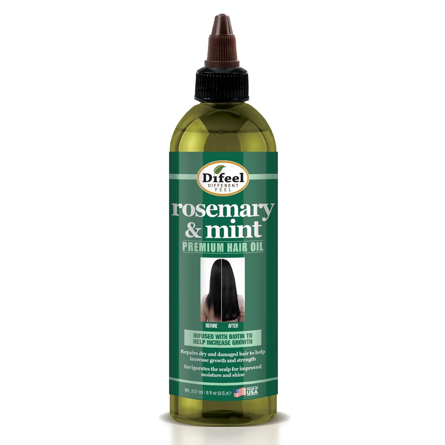 Difeel Rosemary And Mint Premium Hair Oil With Biotin 8 Oz. - Made With Natural Mint & Rosemary Oil For Hair Growth