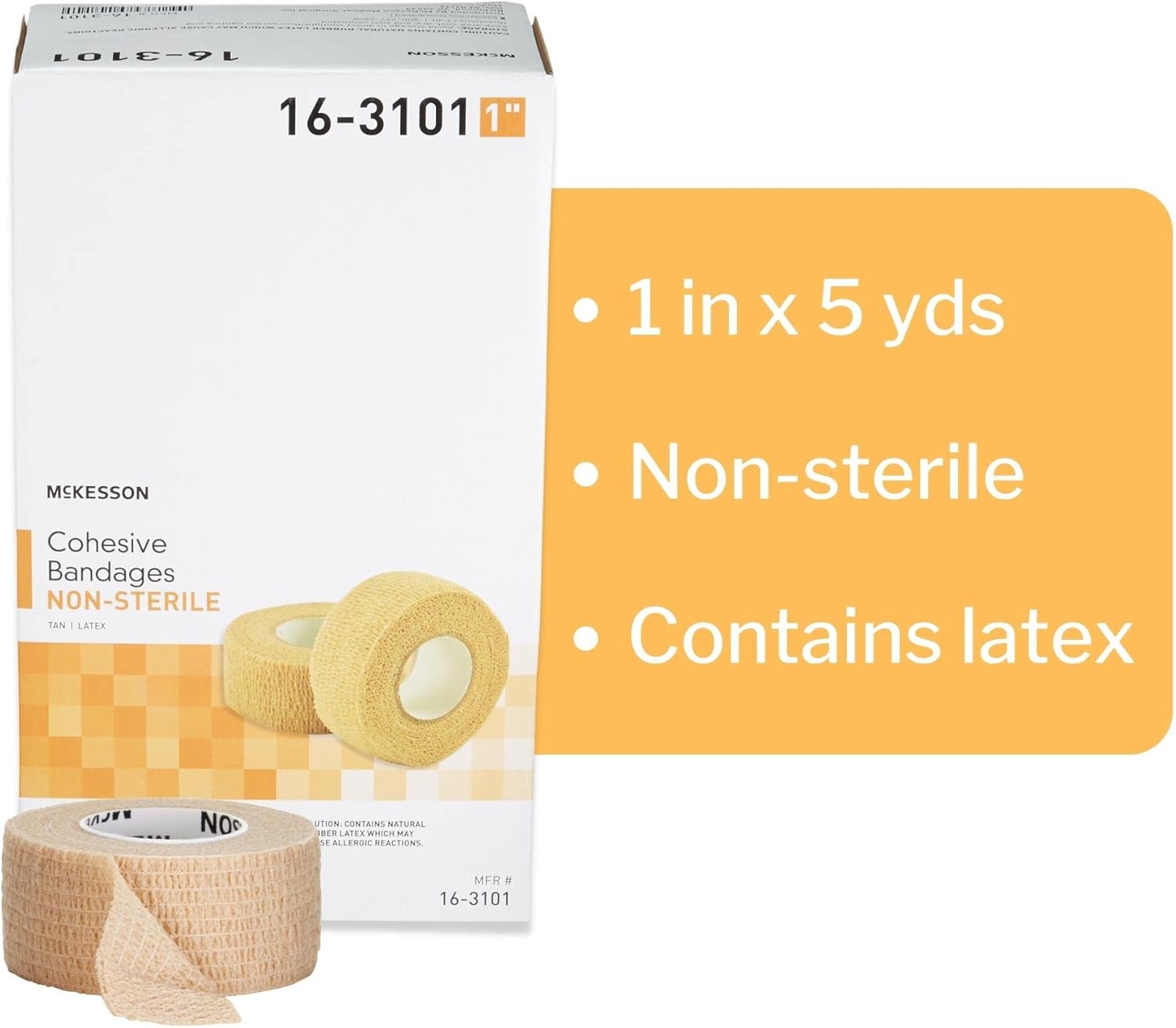 McKesson Non-Sterile Elastic Cohesive Bandage, Tan, 1 in x 5 yds, 1 Count, 30 Packs, 30 Total : Health & Household