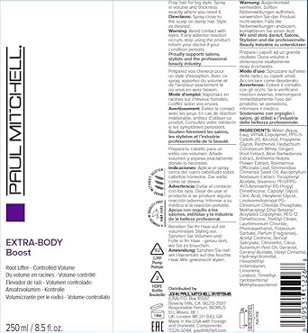 Paul Mitchell Extra-Body Boost Volumizing Spray, Lifts + Volumizes, For Fine Hair, 8.5 fl. oz. : Paul Mitchell: Beauty & Personal Care