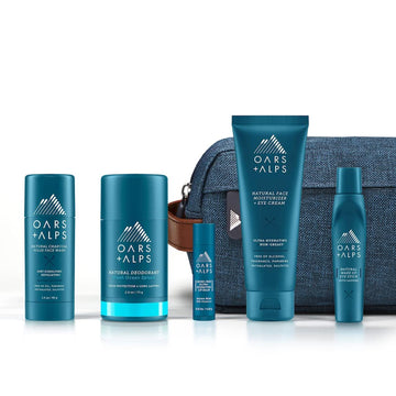 Oars + Alps Ultimate Oarsman Skin Care Kit for Men, Includes Face Wash, Eye Roller, Deodorant, Lip Balm, Moisturizer, and Travel Bag, TSA Approved, 5 Items Total