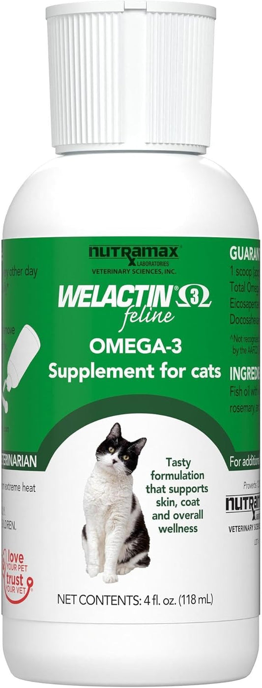 Nutramax Welactin Omega-3 Fish Oil Skin And Coat Health Supplement Liquid For Cats - 4 Ounce