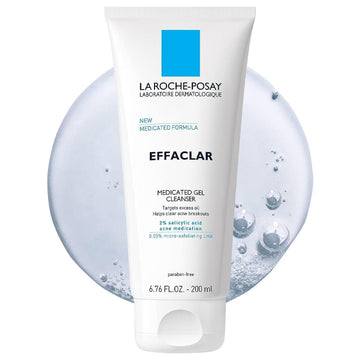 La Roche-Posay Effaclar Medicated Gel Cleanser, 2% Salicylic Acid Cleanser + Lha + Glycerin, Foaming Acne Face Wash, Helps Clear & Prevent Acne Breakouts, Oil Free, Targets Excess Oil