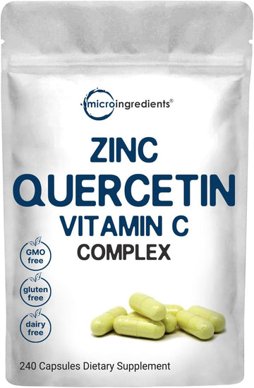 Micro Ingredients Quercetin with Vitamin C and Zinc, 240 Capsules | Qu