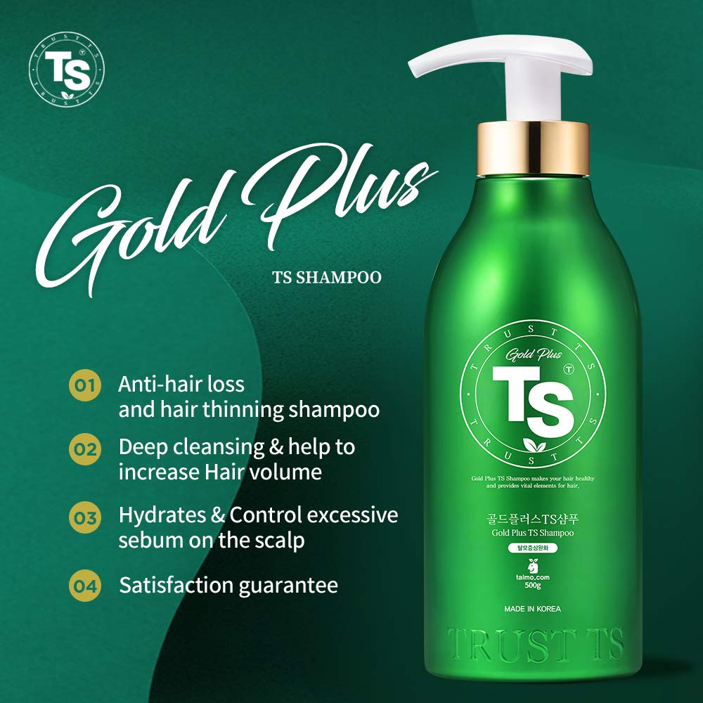 Ts Gold Plus Shampoo | Hair Loss Shampoo With Biotin, Gold Extract & Niacinamide | Scalp Circulation & Volume Care | Sulfate-Free Korean Hair Care For Thinning Hair (17.6 Fl Oz / 500Ml)