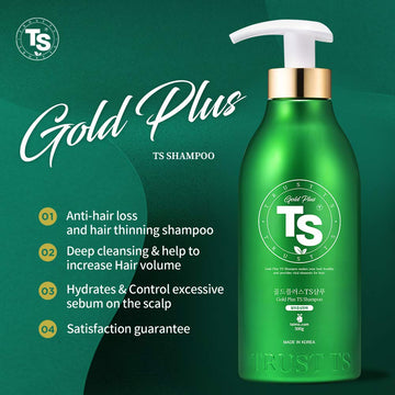 Ts Gold Plus Shampoo | Hair Loss Shampoo With Biotin, Gold Extract & Niacinamide | Scalp Circulation & Volume Care | Sulfate-Free Korean Hair Care For Thinning Hair (17.6 Fl Oz / 500Ml)